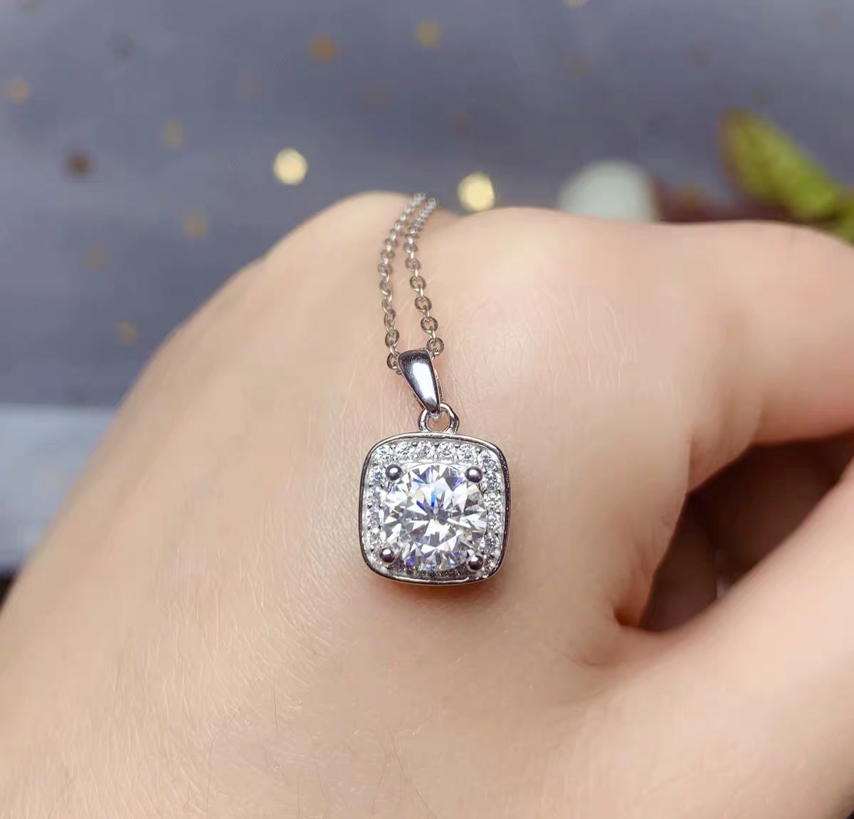 Square Moissanite Necklace