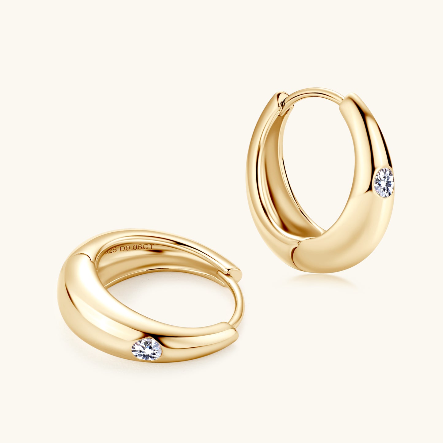 Exquisite Chunky Dome Moissanite Hoop Earrings