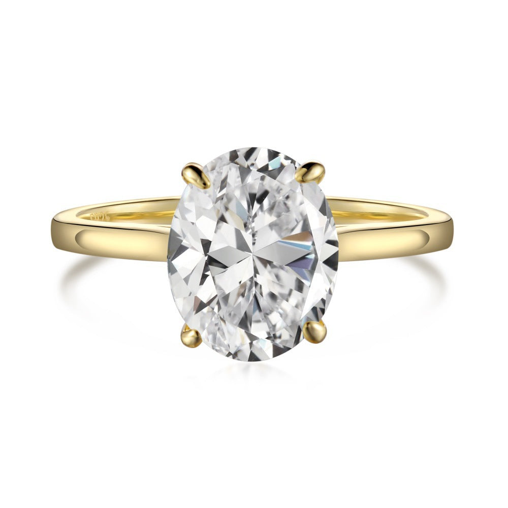 925 Silver Gold-Plated 8A Zirconia Ring