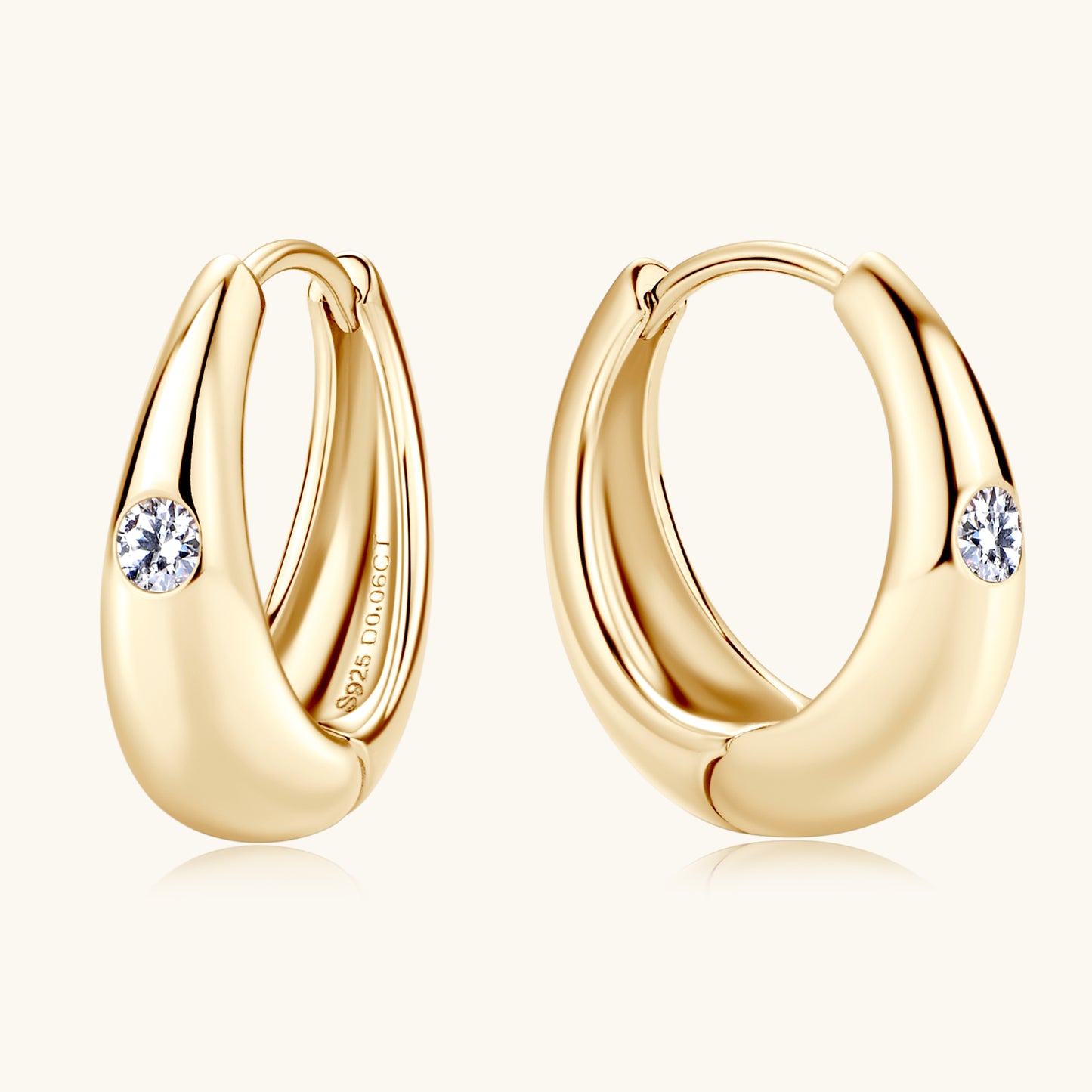 Exquisite Chunky Dome Moissanite Hoop Earrings