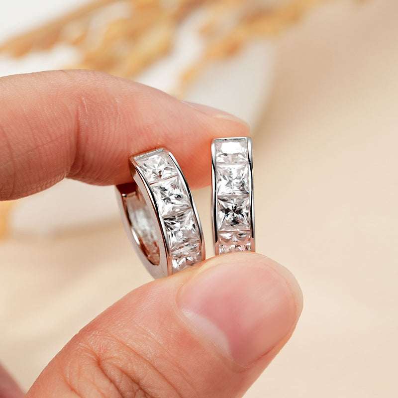 Lynn's Princess Moissanite Hoop Earrings