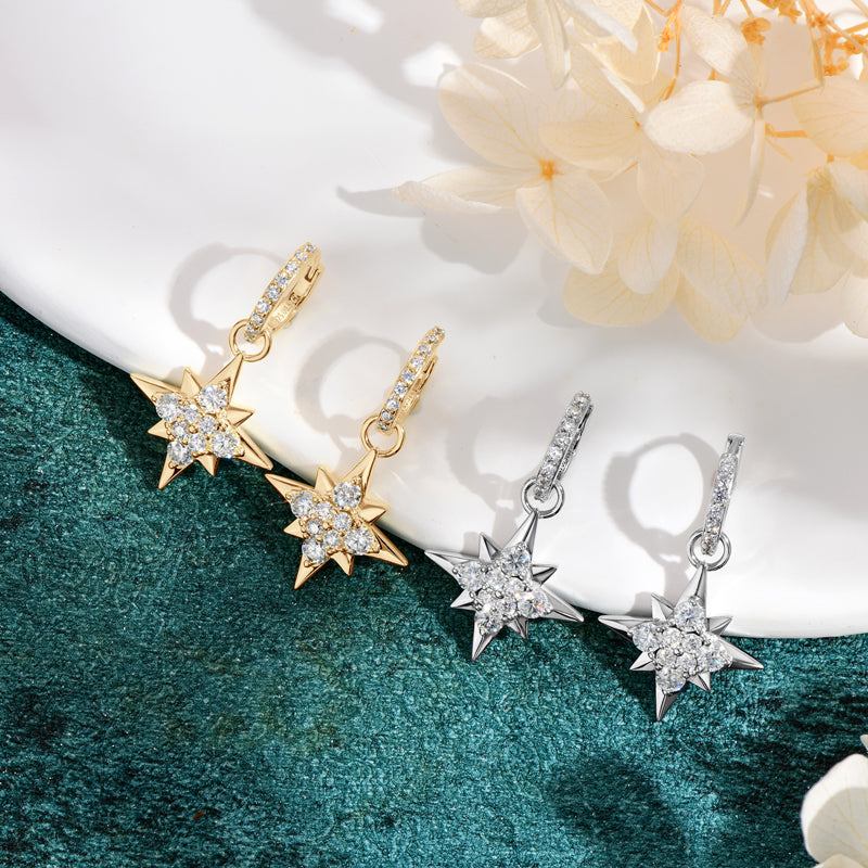 Lynn's Star Shiny Moissanite Earrings