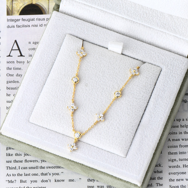 Flower Moissanite Chain Bracelet