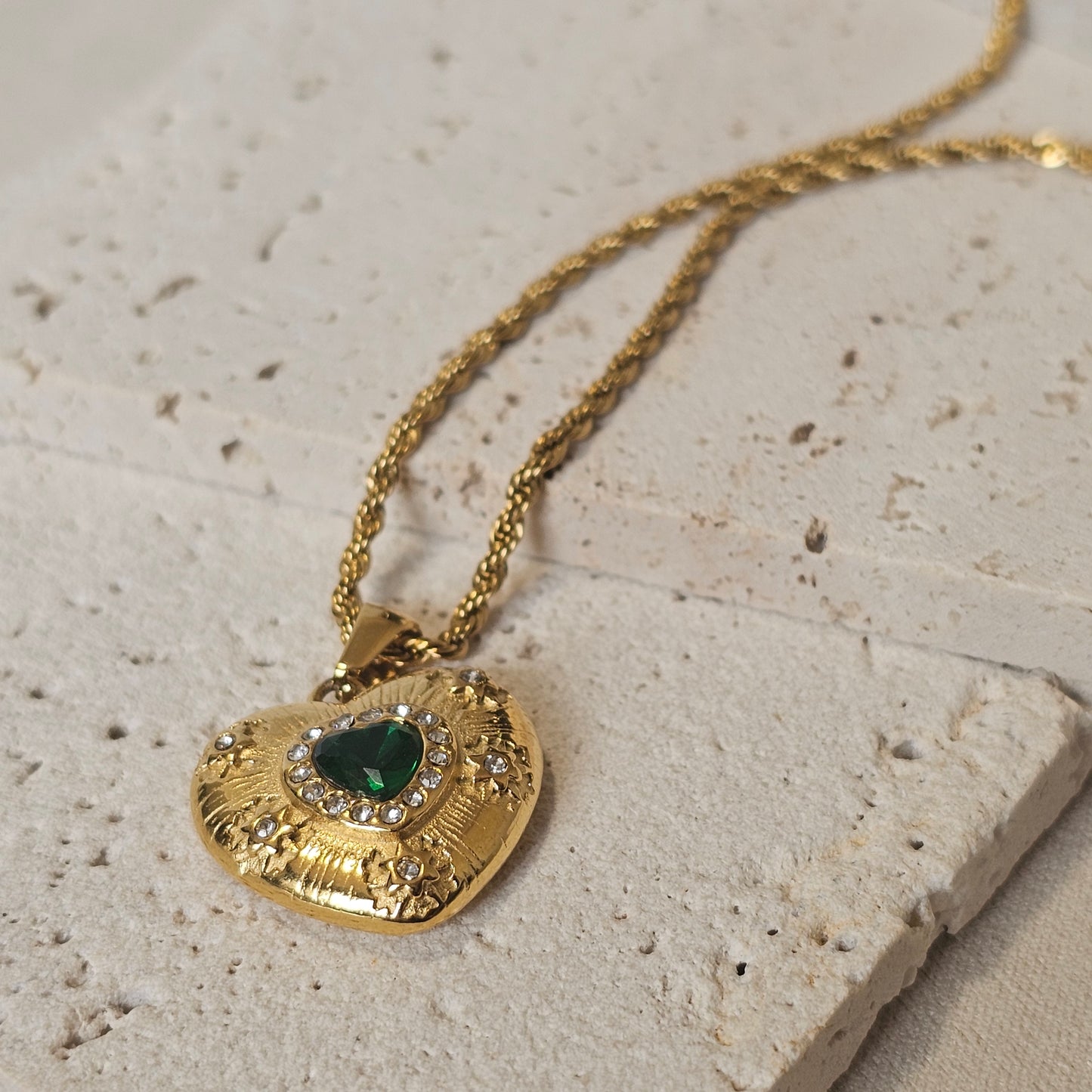 Green Heart Pendant Necklace
