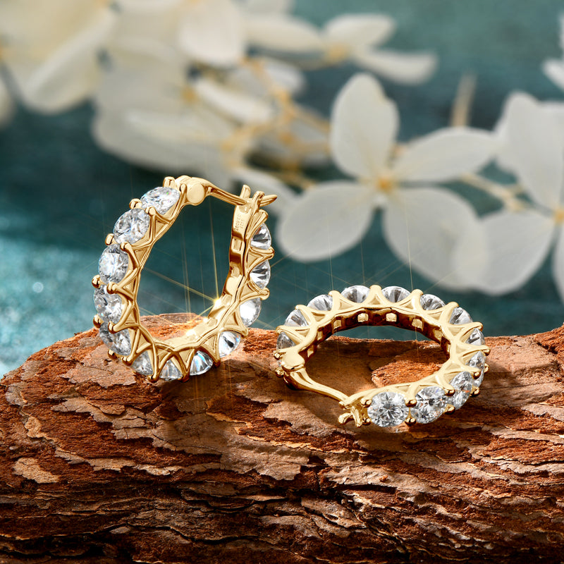 Luxury Round Cut Moissanite Hoop Earrings
