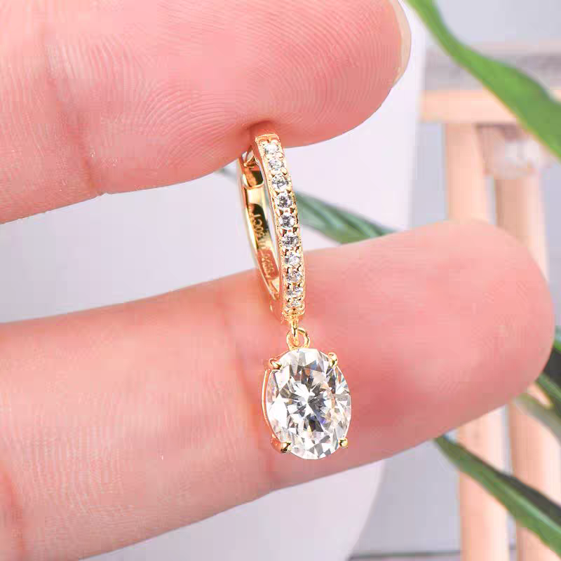 Orecchini argento Oval Moissanite Earrings
