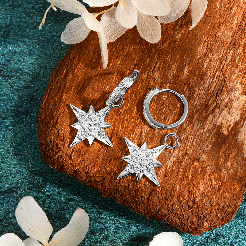 Lynn's Star Shiny Moissanite Earrings