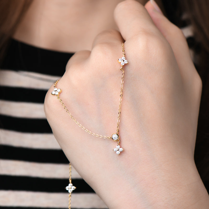 Flower Moissanite Chain Bracelet