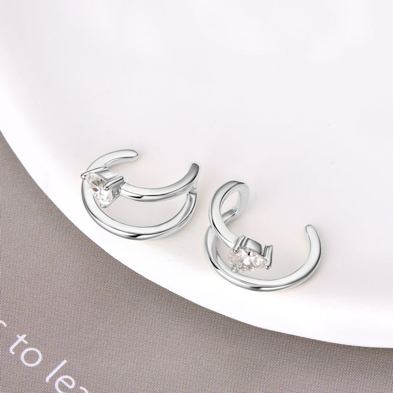 Pear Moissanite Earcuff Pierced Cartilage Earrings