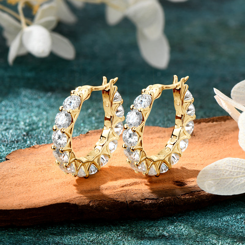 Luxury Round Cut Moissanite Hoop Earrings