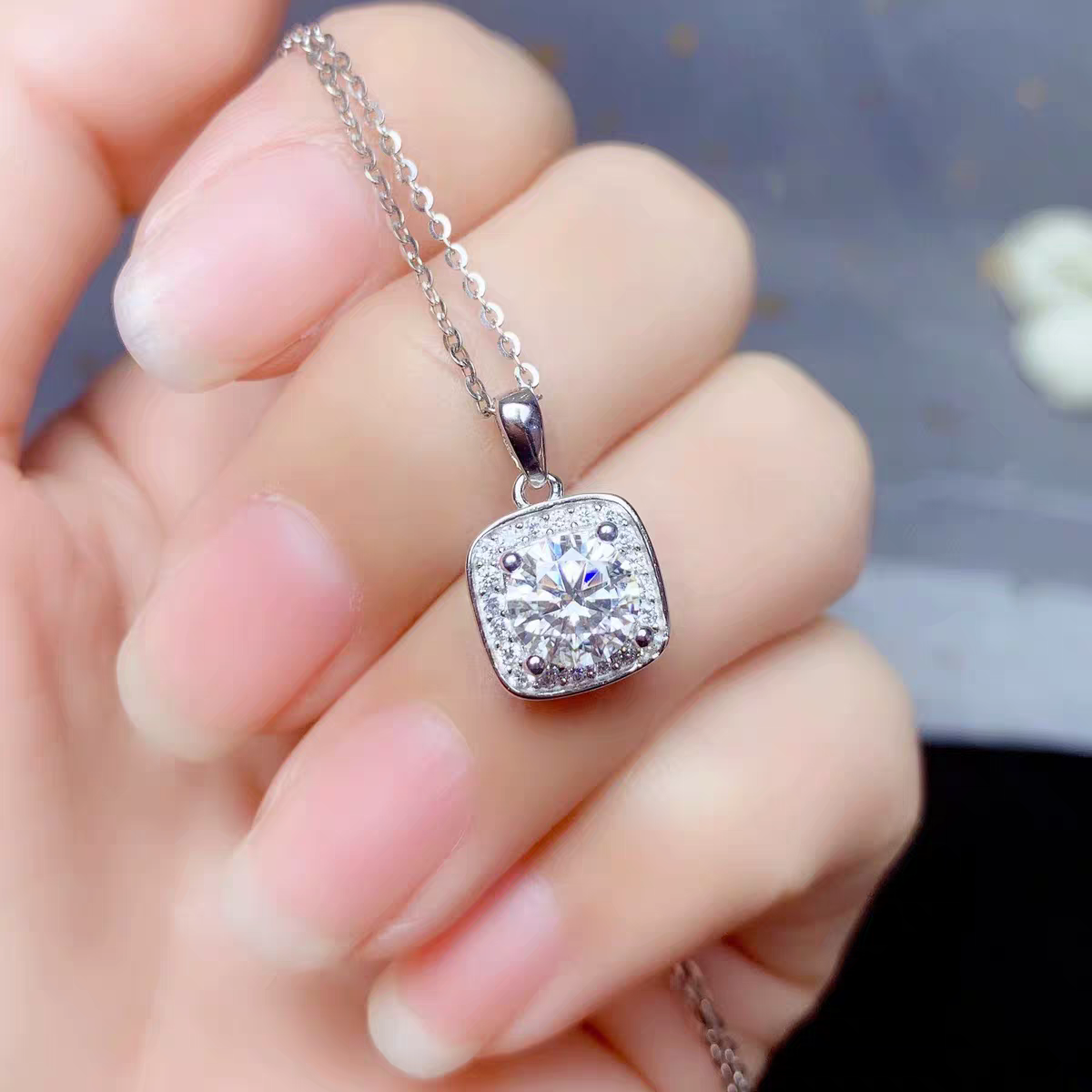 Square Moissanite Necklace