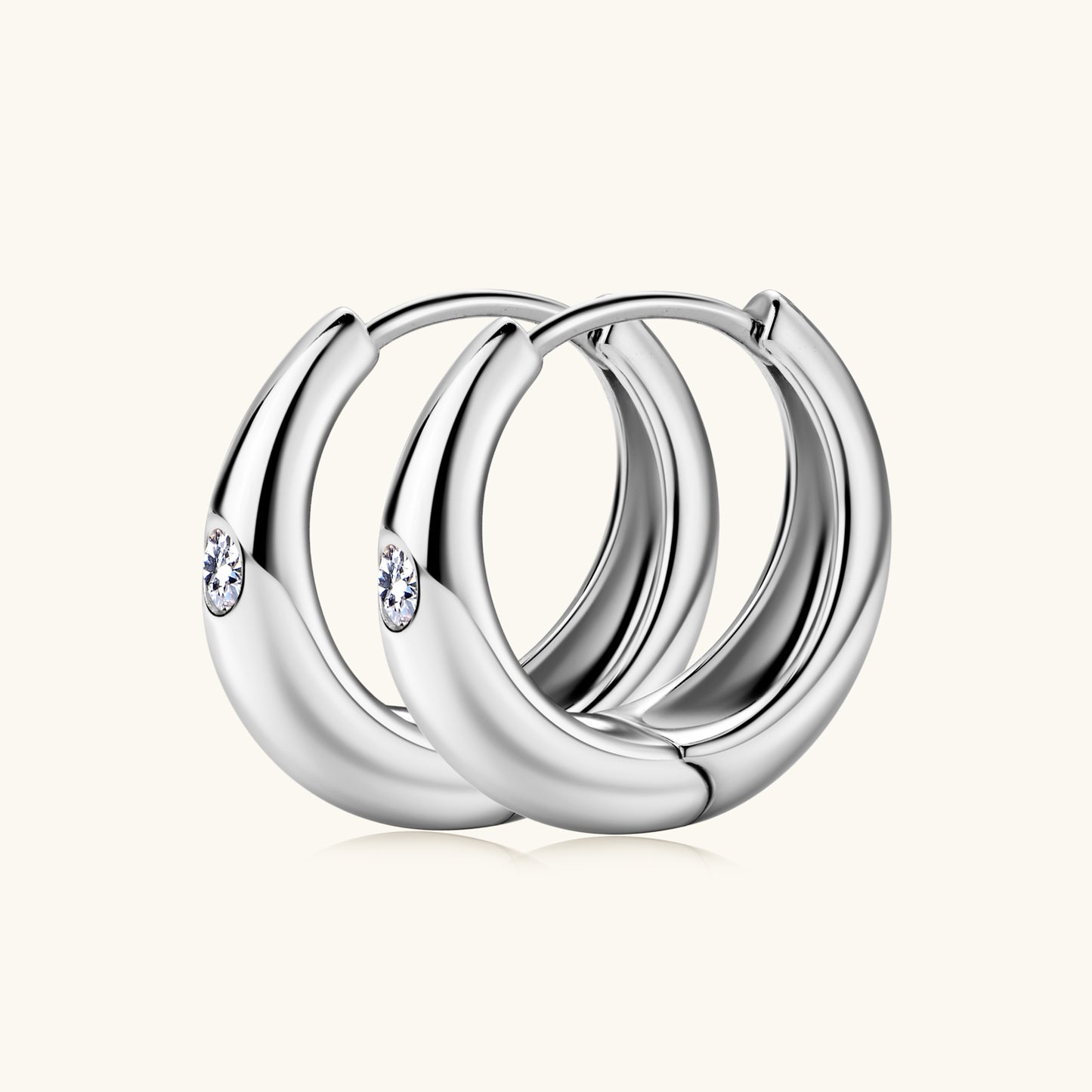 Exquisite Chunky Dome Moissanite Hoop Earrings