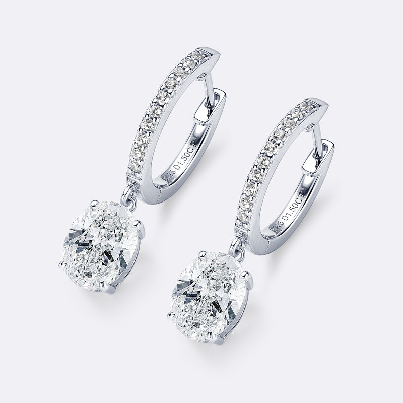 Orecchini argento Oval Moissanite Earrings
