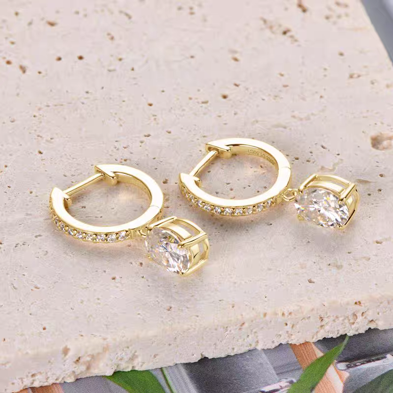 Orecchini argento Oval Moissanite Earrings