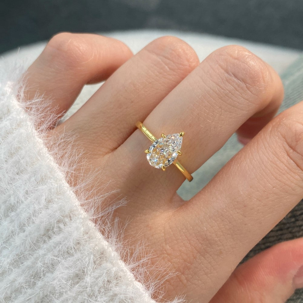 925 Silver Gold-Plated 8A Zirconia Ring