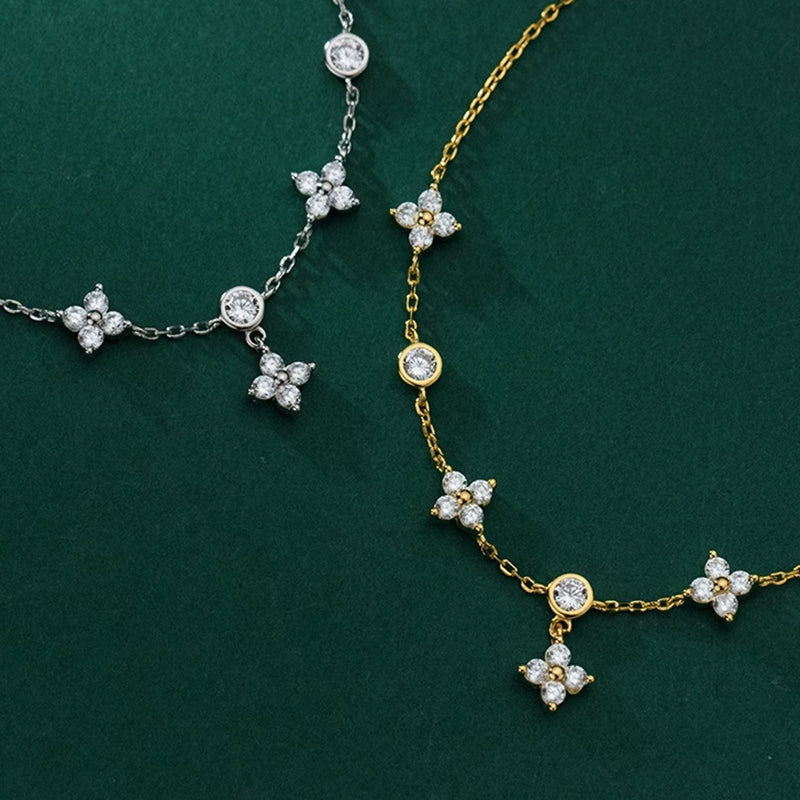 Flower Moissanite Chain Bracelet