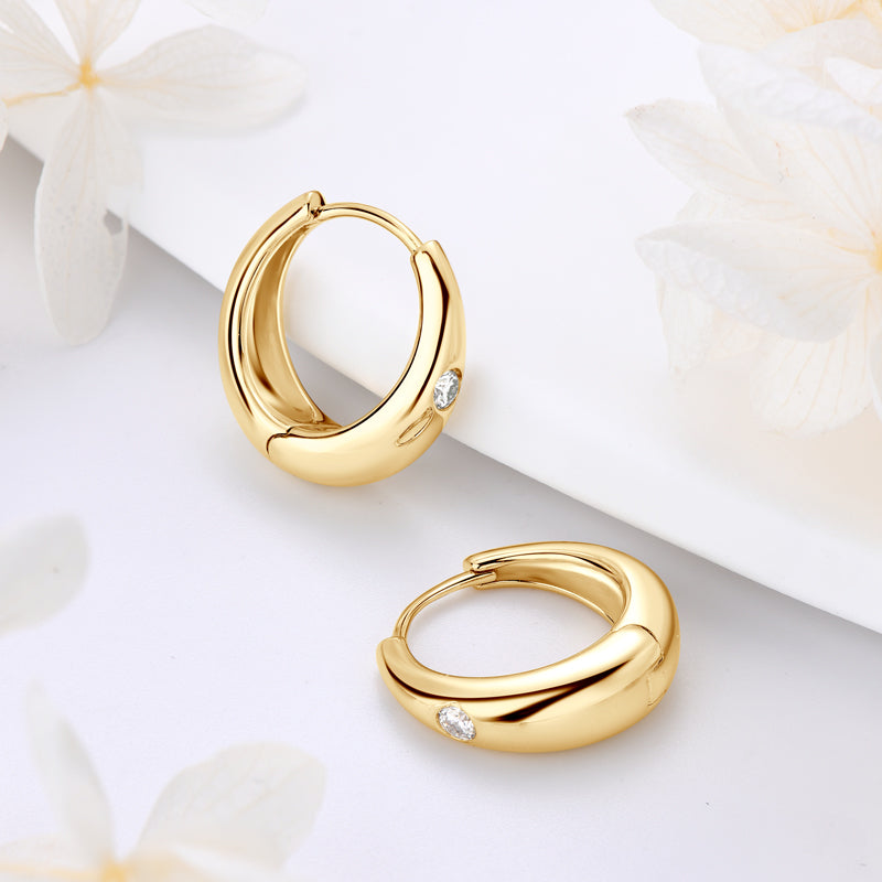 Exquisite Chunky Dome Moissanite Hoop Earrings