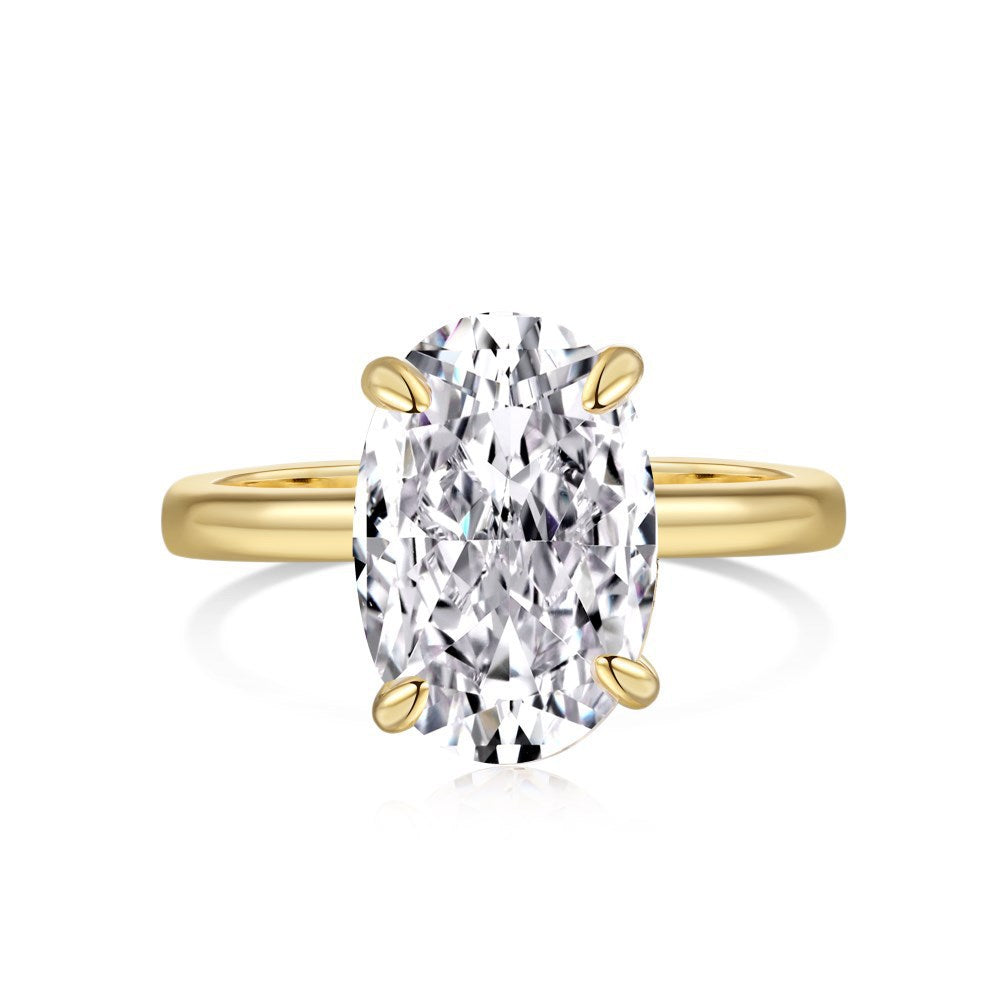 925 Silver Gold-Plated 8A Zirconia Ring