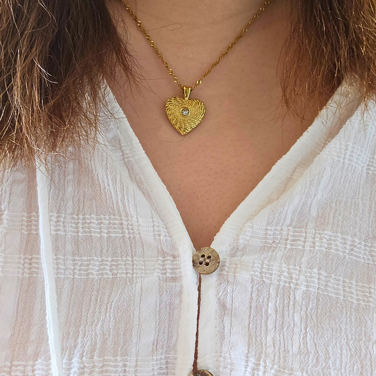 Textured Heart Pendant Necklace