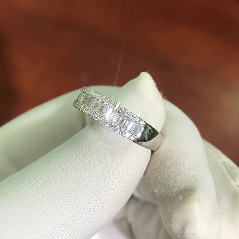 925 Moissnaite Half Row Ring