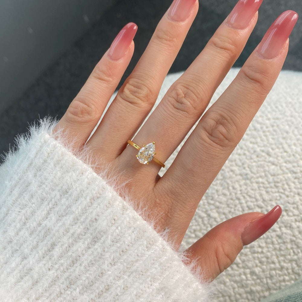 925 Silver Gold-Plated 8A Zirconia Ring