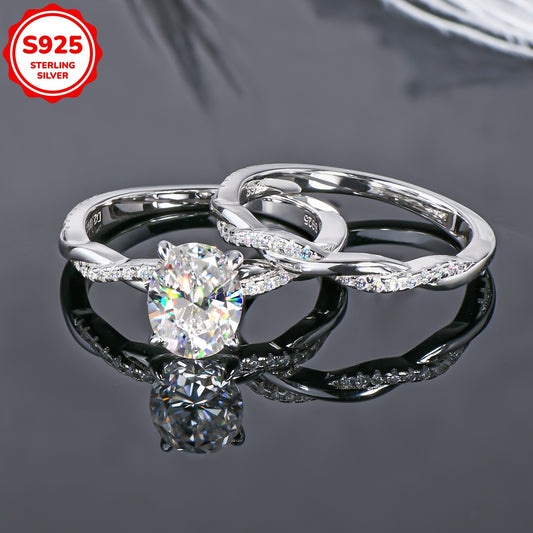 Daily Jewelry 2ct Oval Moissanite Ring Set