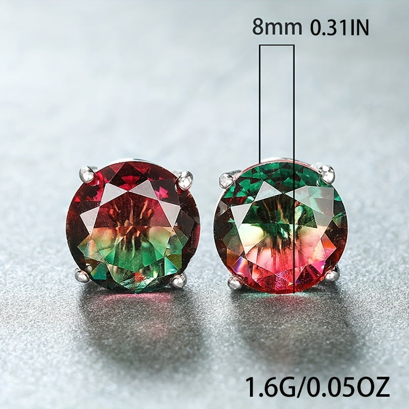 Round Cut 925 Tourmaline Zircon 925 Earrings