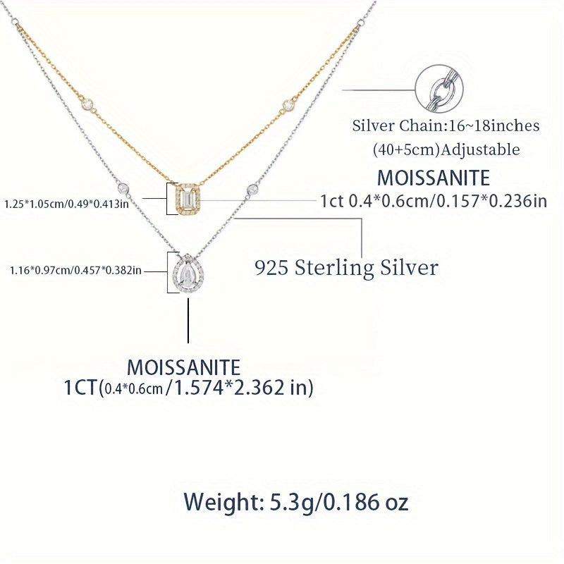 925 Sterling Silver Moissanite Double Layer Necklace