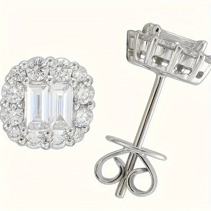 S925 Square Zirconia Stud Earrings