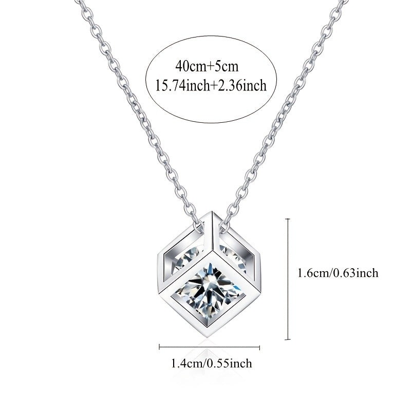 Magnificent Box Moissanite Cube Pendant Necklace