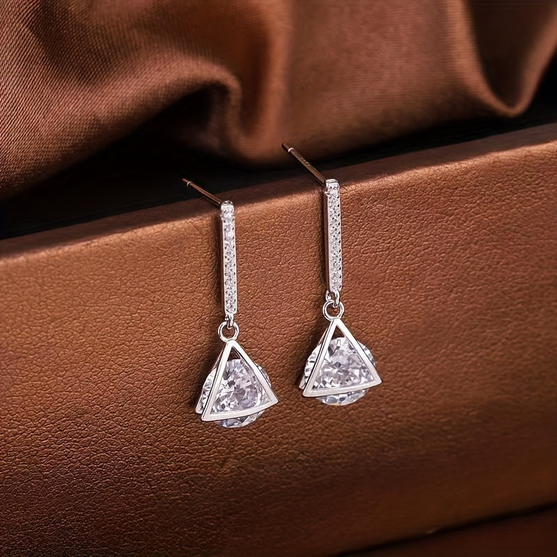 Triangle Drop Earrings 925 Sterling Silver Moissanite