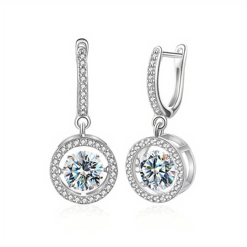 Dancing Diamond Elegant 925 Sterling Silver Moissanite Stud Earrings