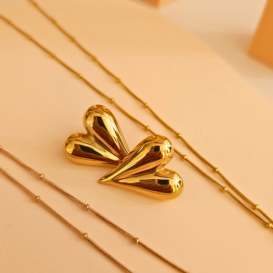 18K Gold Plated Heart Stud Earrings