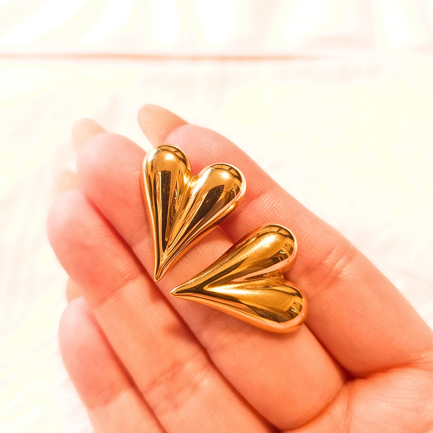 18K Gold Plated Heart Stud Earrings