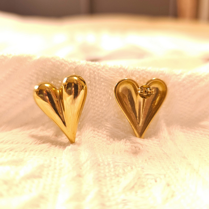 18K Gold Plated Heart Stud Earrings