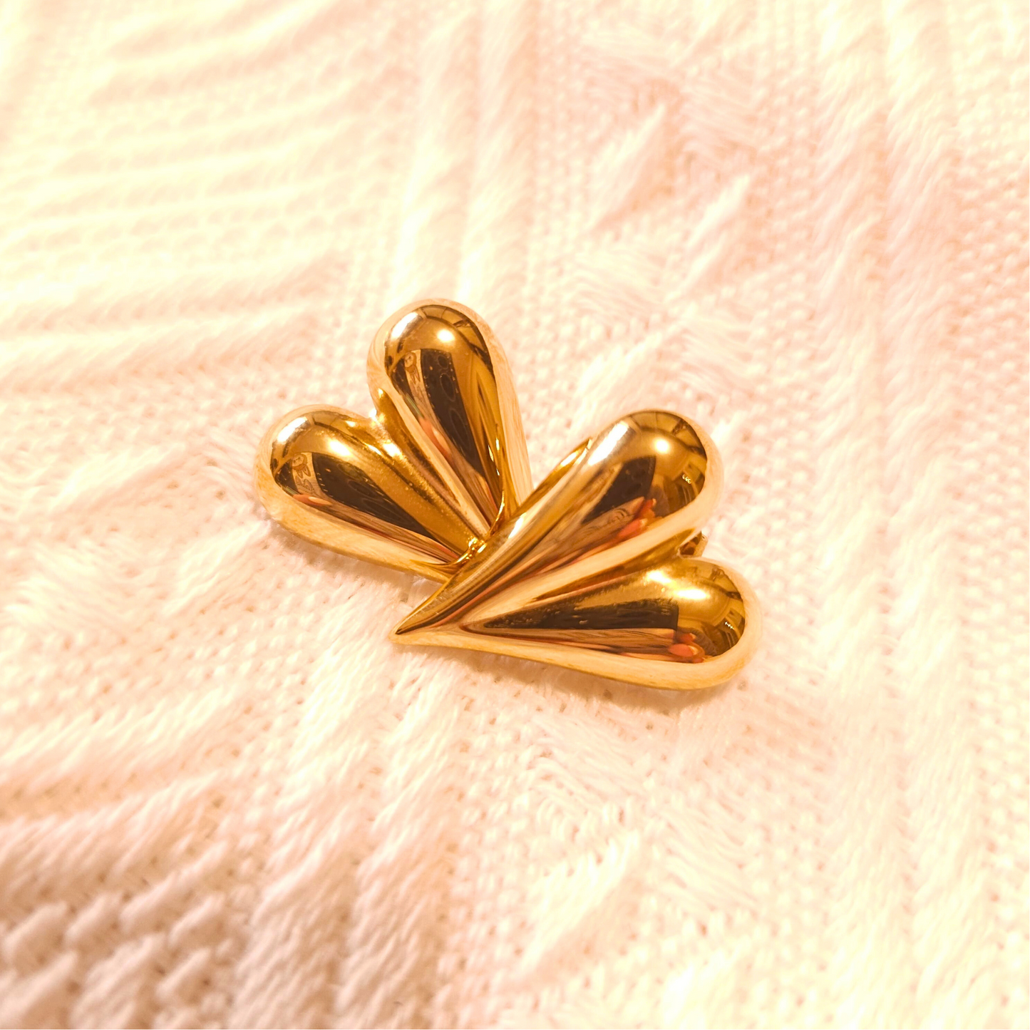 18K Gold Plated Heart Stud Earrings