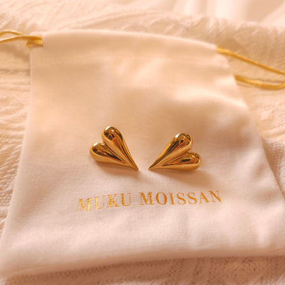18K Gold Plated Heart Stud Earrings
