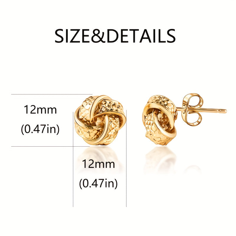 18K Gold Plated 925 Sterling Silver Woven Love Knot Stud Earrings