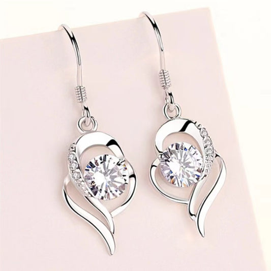 Heart-Shaped S925 Sterling Silver 1 Pair of Moissanite Drop Earrings