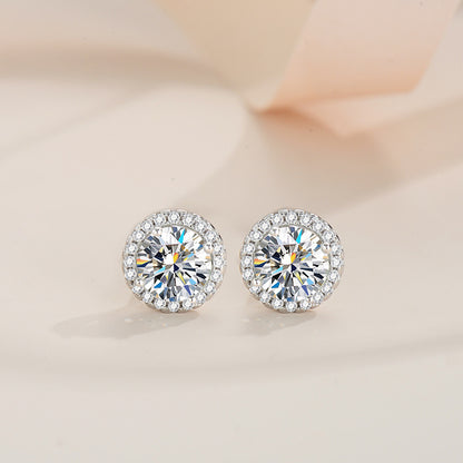 S925 Halo Moissanite Stud Earrings
