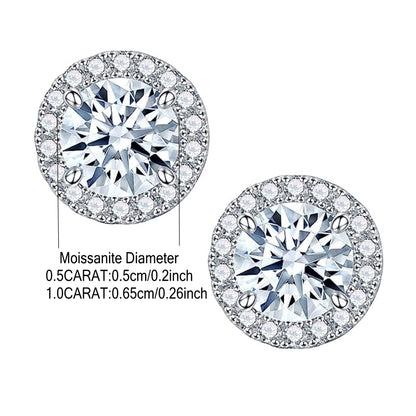 S925 Halo Moissanite Stud Earrings
