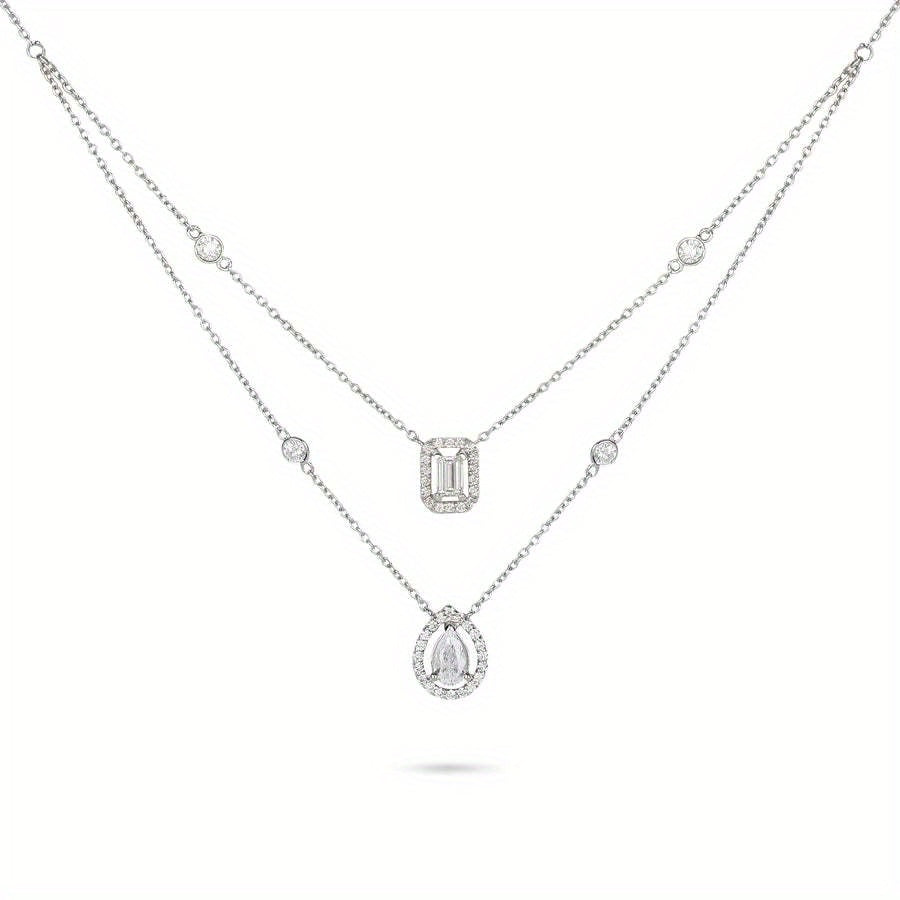 925 Sterling Silver Moissanite Double Layer Necklace