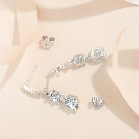 1 Pair 925 Sterling Silver Moissanite Drop Earrings