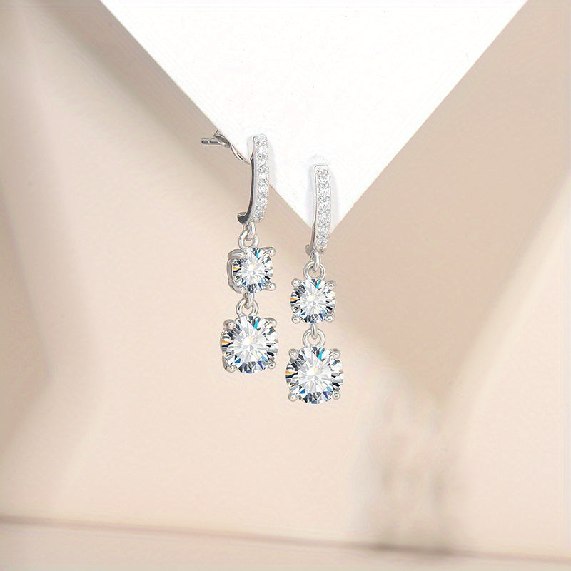 1 Pair 925 Sterling Silver Moissanite Drop Earrings