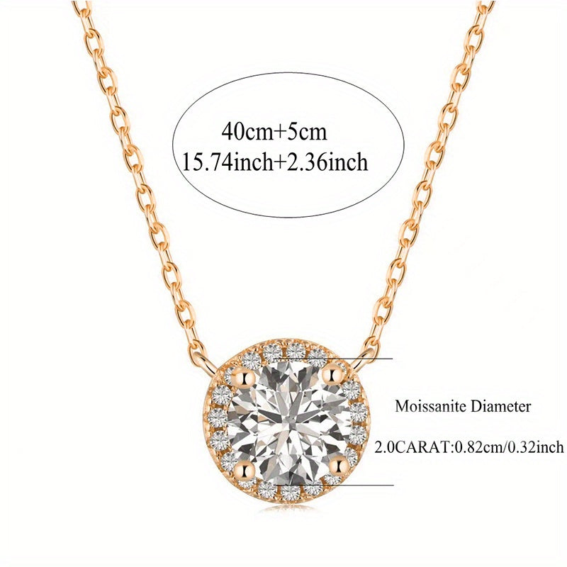 Halo S925 Moissanite 2Ct Round Necklace