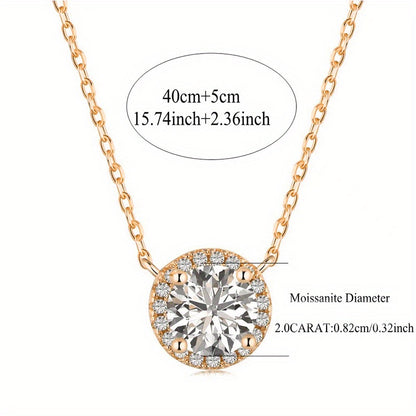 S925 Halo 2ct Moissanite Necklace