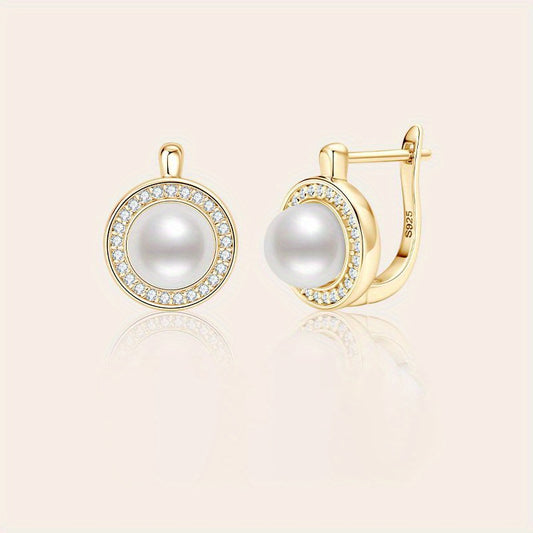 Refined 925 sterling silver pearl stud earrings