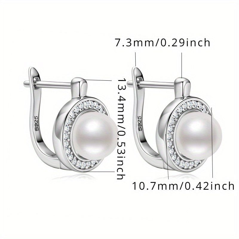 Refined 925 sterling silver pearl stud earrings