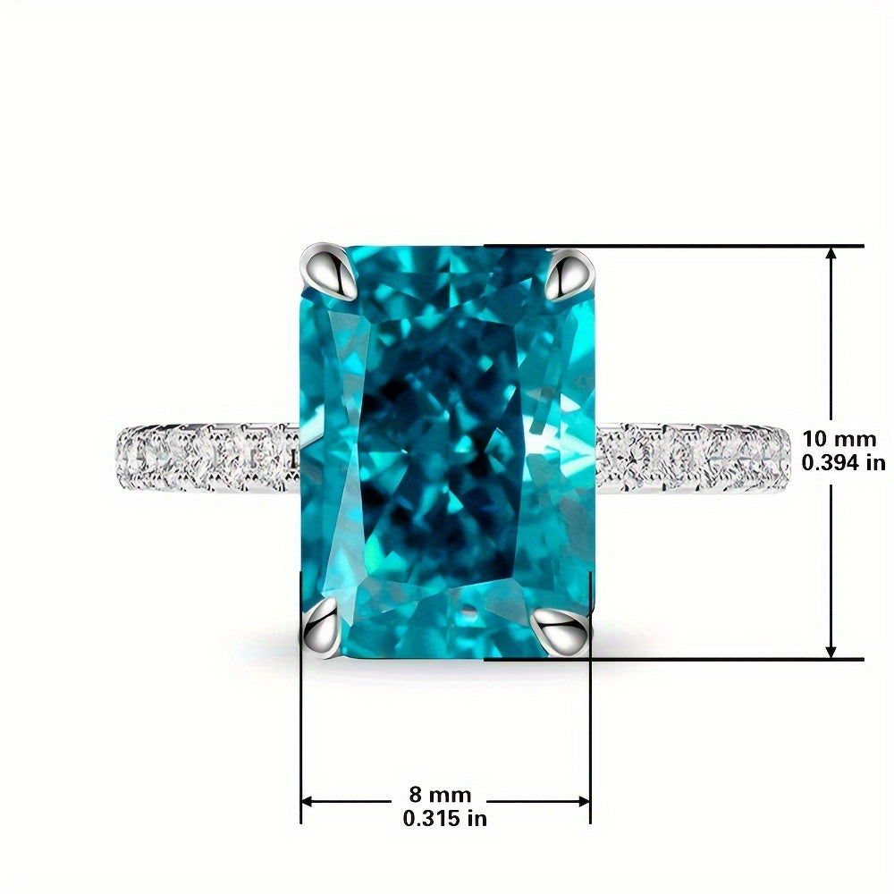 Classic Blue Cubic Zirconia 925 Sterling Silver Ring