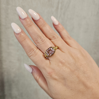 Vintage Zircon Twisted Band Ring
